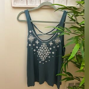 Aeropostale Embroidered Teal Tunic Tank Top, Size L, NWT